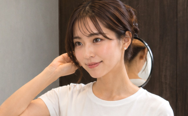 鏡を使って照射可能範囲を確認する
